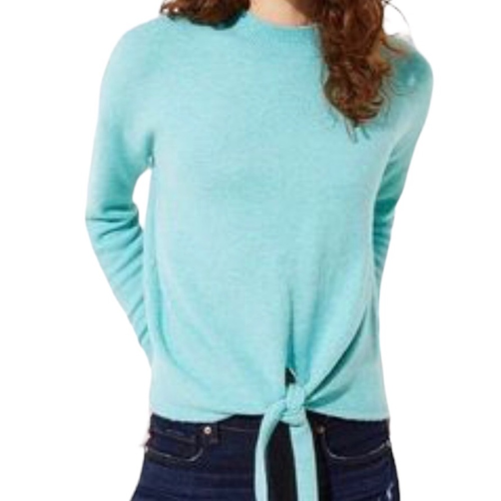 Loft light blue mock turtleneck wool blend sweater